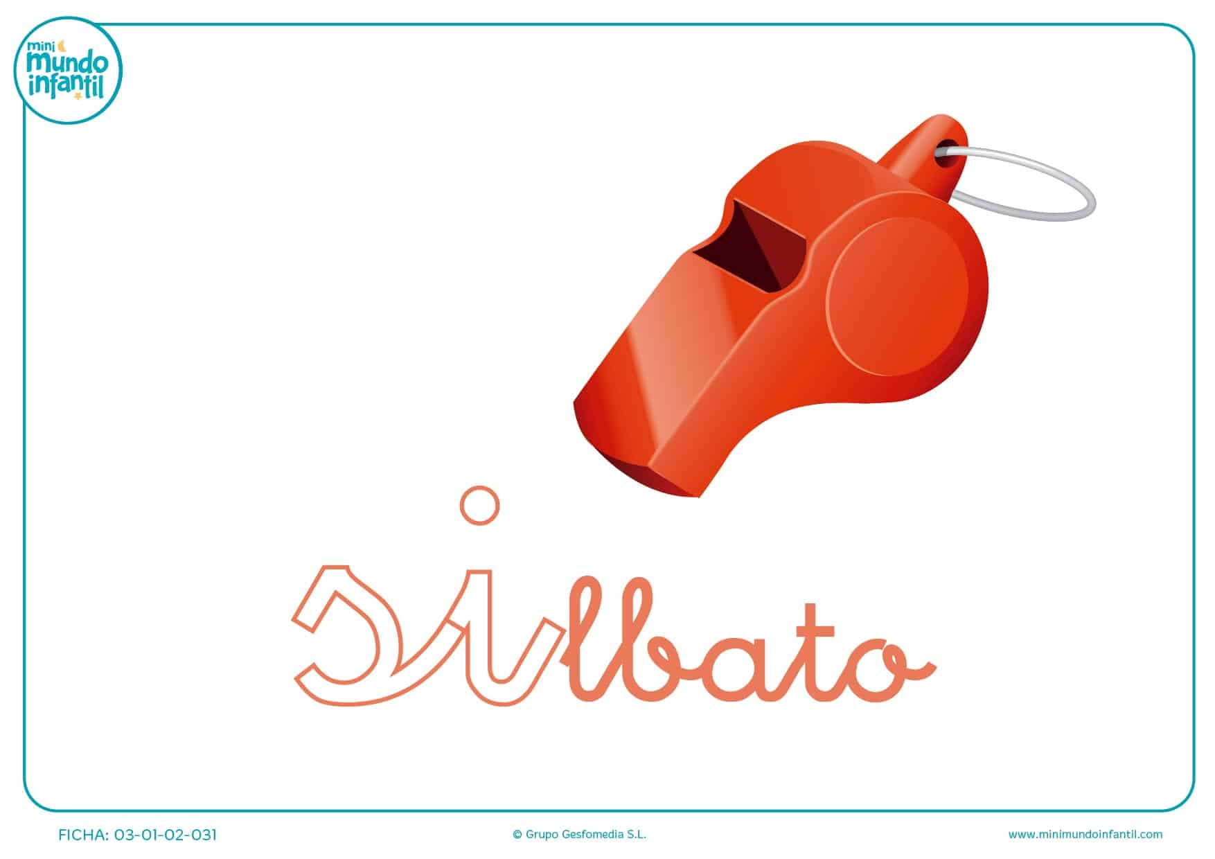 Pintar sílaba SI minúscula de silbato