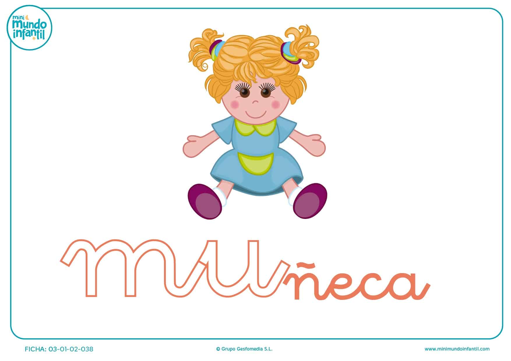 Sílaba MU minúscula de muñeca para pintar