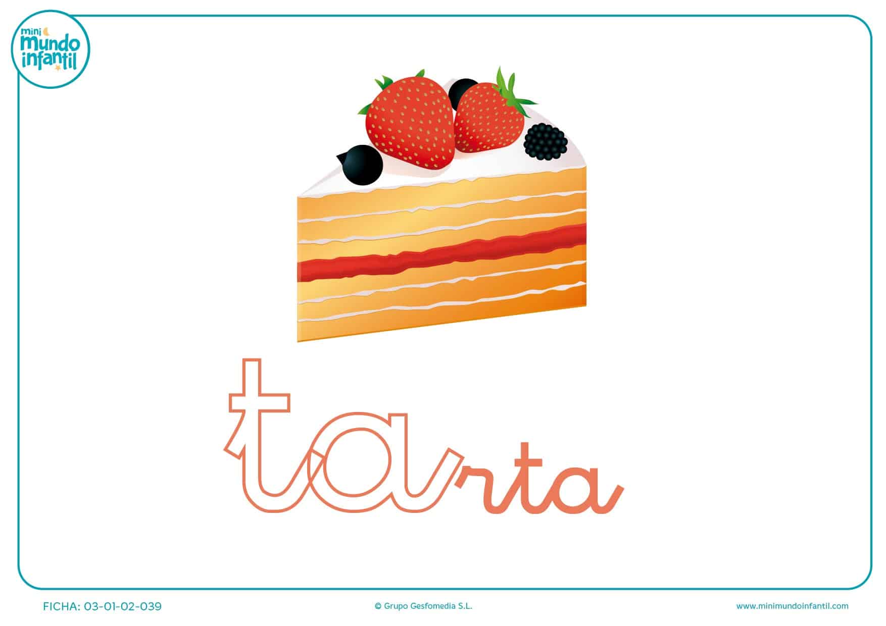 Sílaba TA minúscula de tarta para pintar