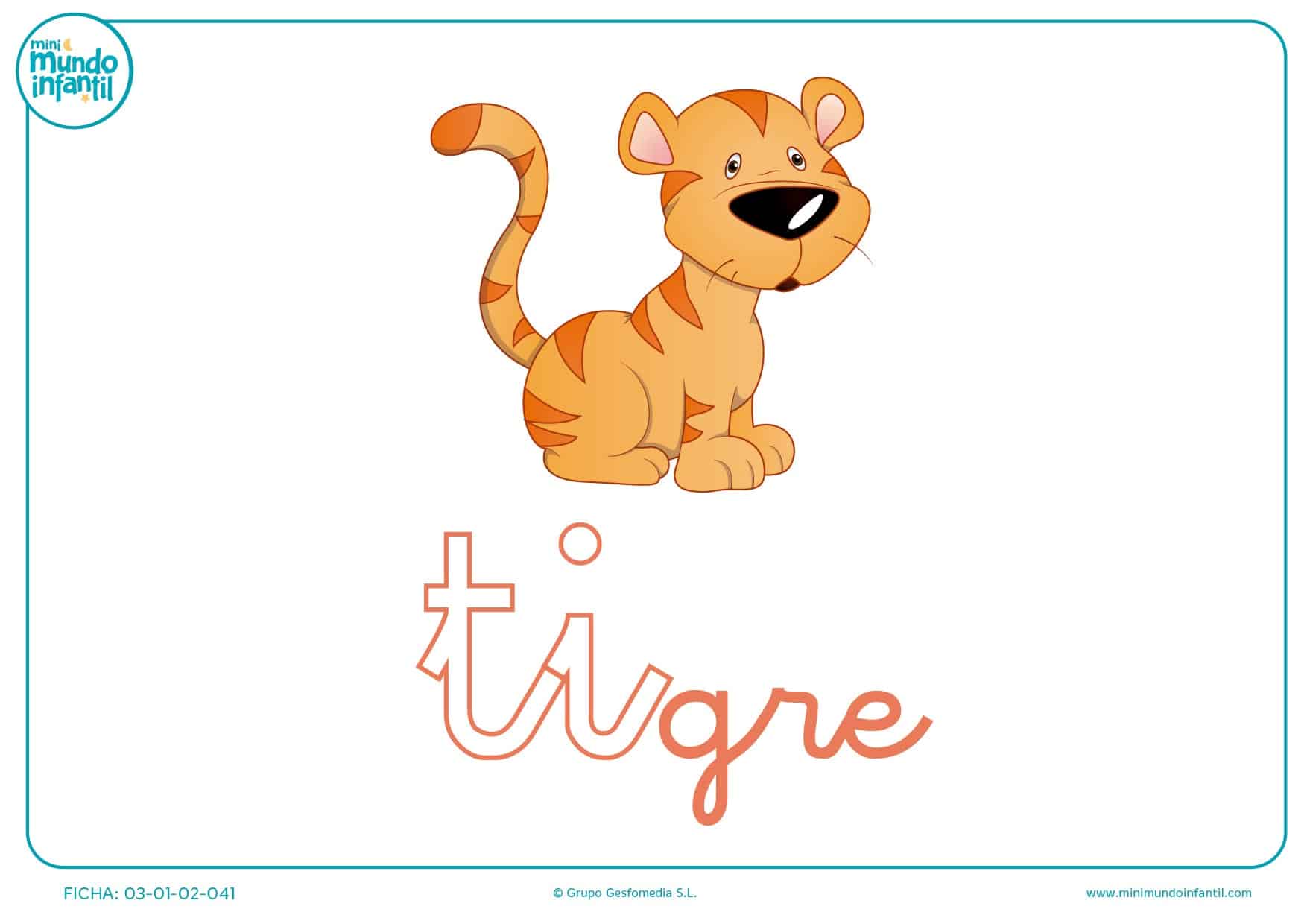 Sílaba TI minúscula de tigre para completar