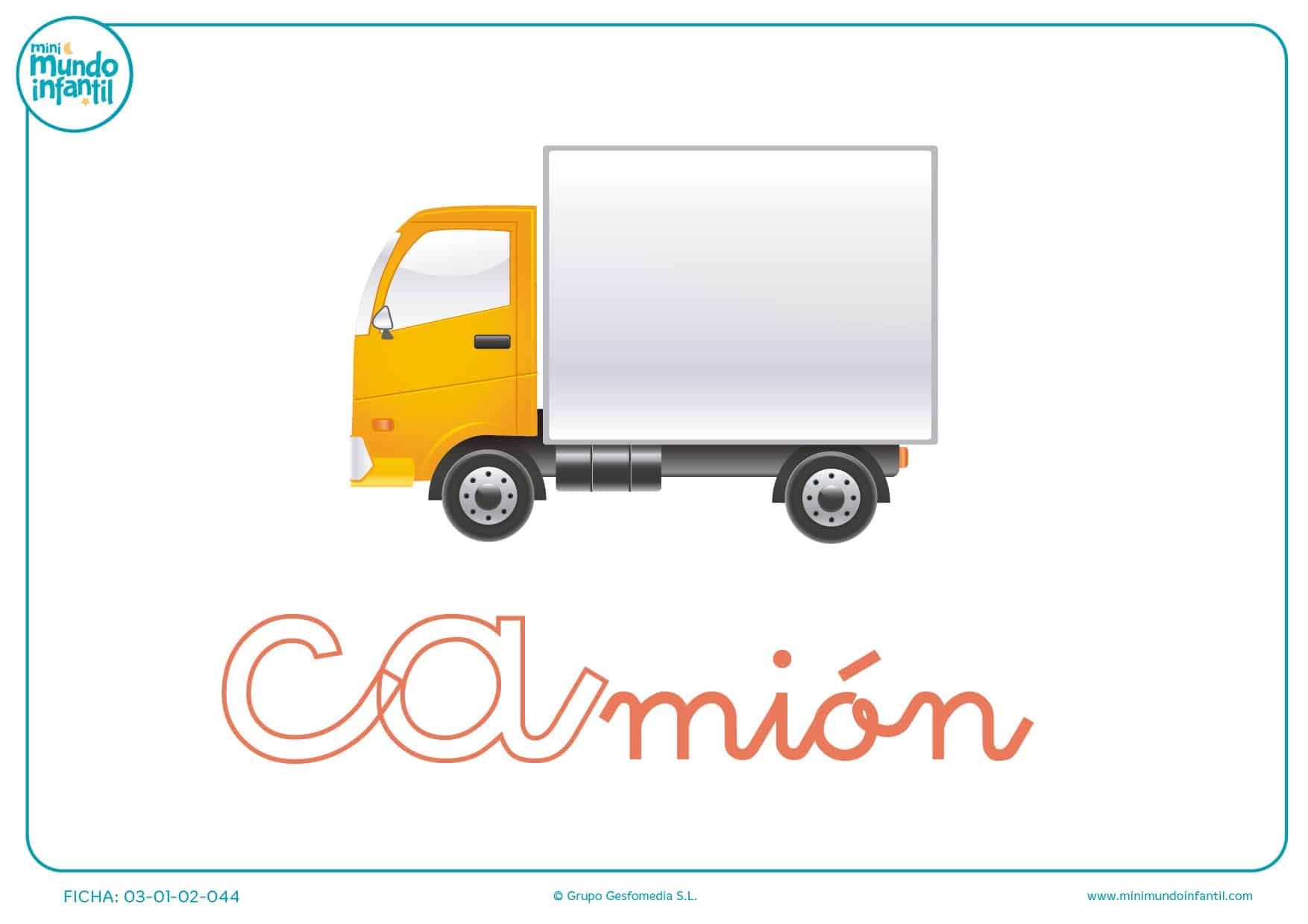 Colorear sílaba CA minúscula de camión