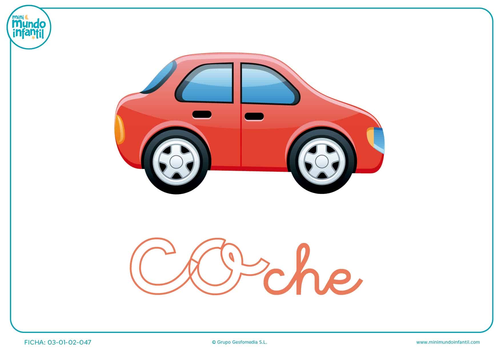 Pintar sílaba CO minúscula de coche