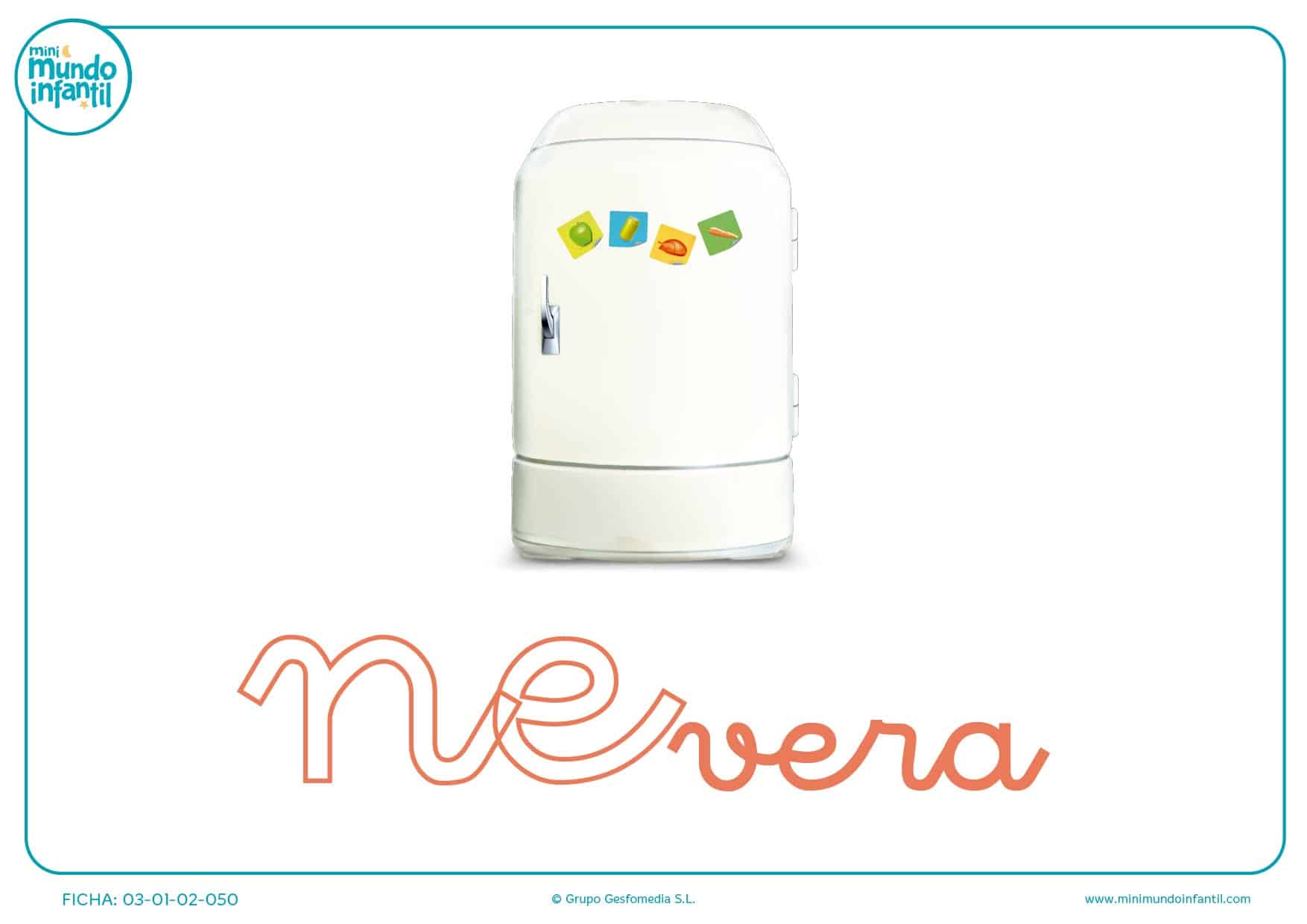 Sílaba NE minúscula de nevera para colorear
