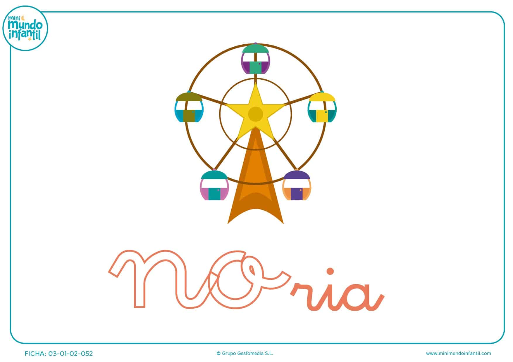 Sílaba NO minúscula de noria para pintar