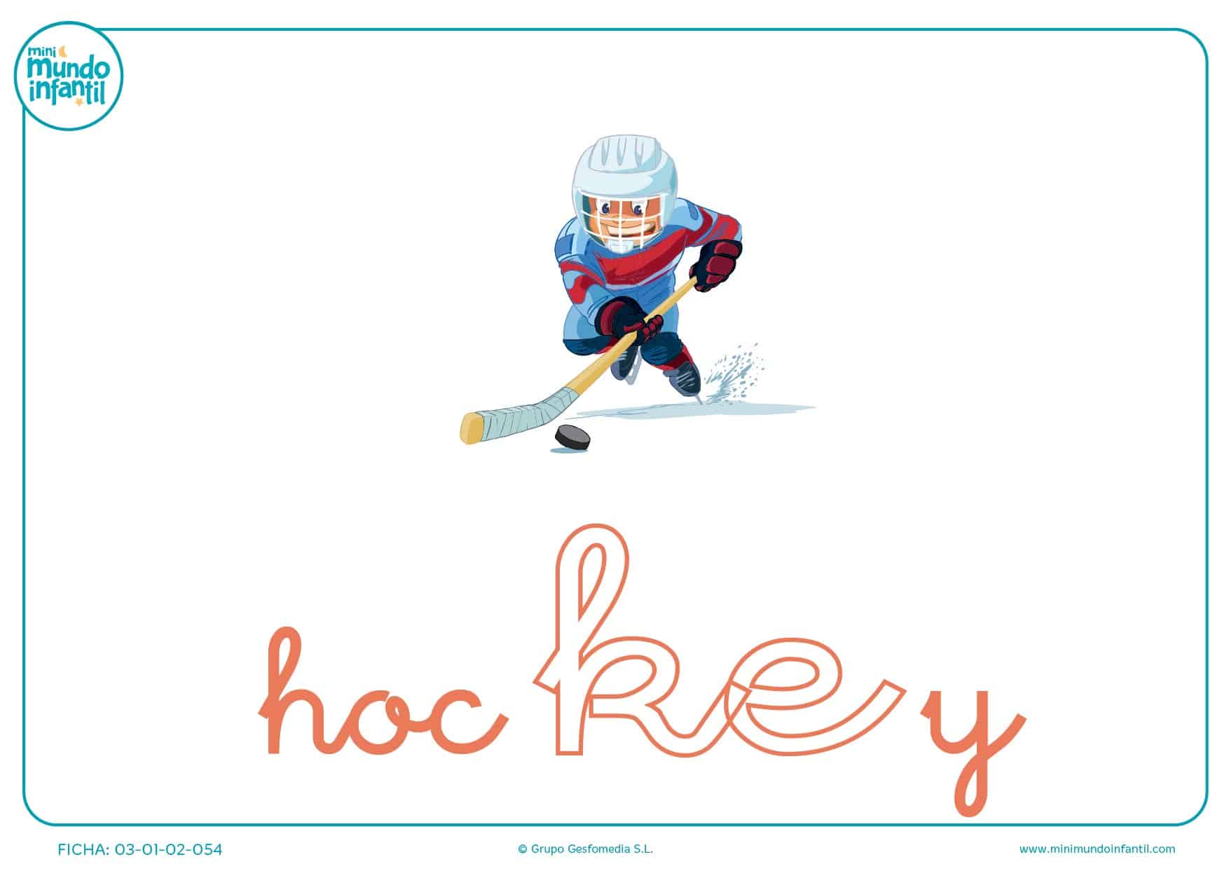 Colorear sílaba KE minúscula de hockey