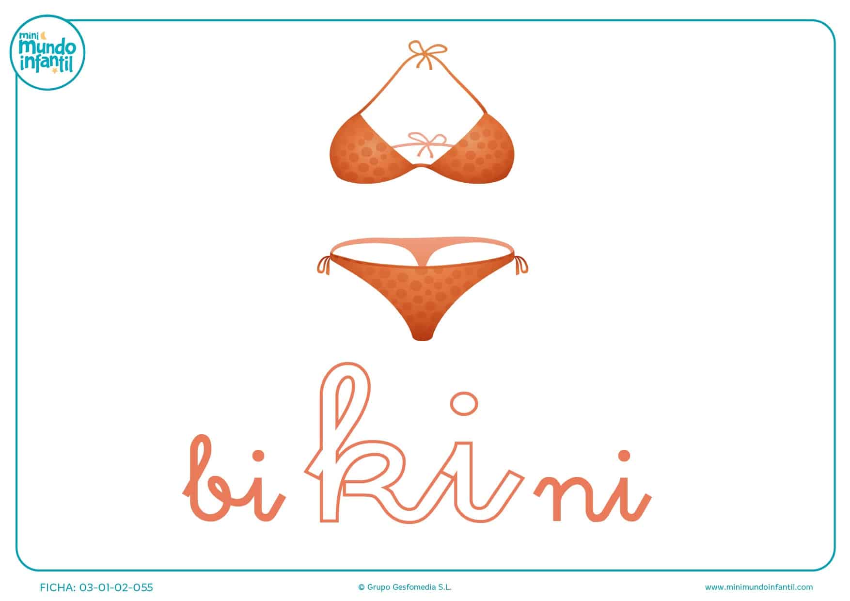 Completar sílaba KI minúscula de bikini