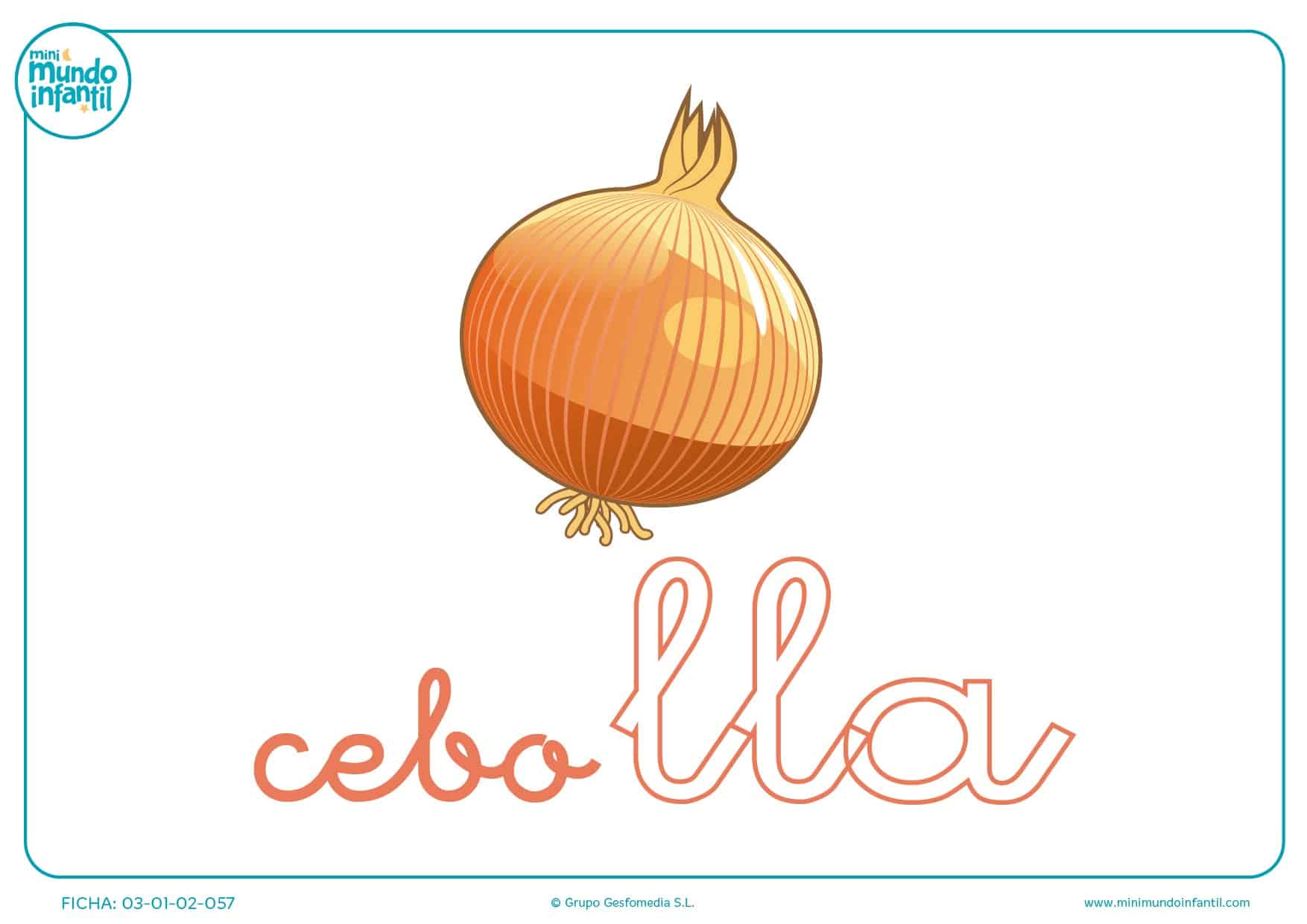 Pintar sílaba lla minúscula intercalada de cebolla