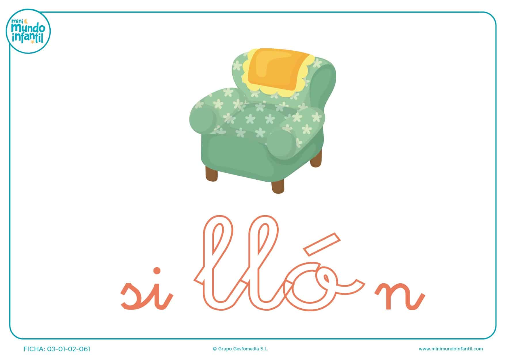 Completa la sílaba LLO minúscula de sillón