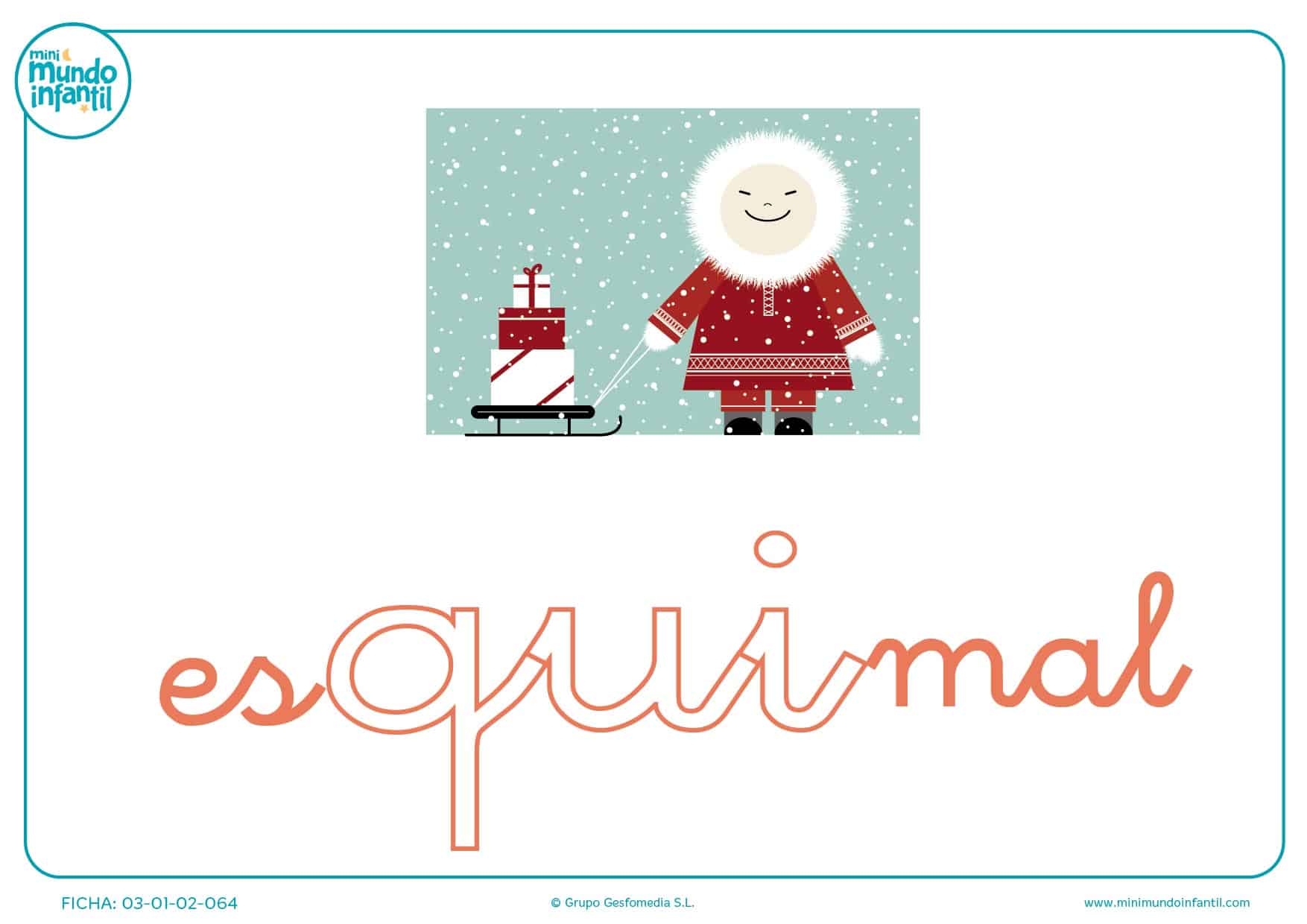 Sílaba QUI minúscula de esquimal para pintar