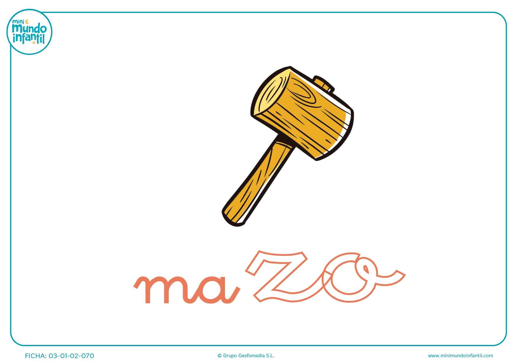 Completar sílaba ZO minúscula de mazo