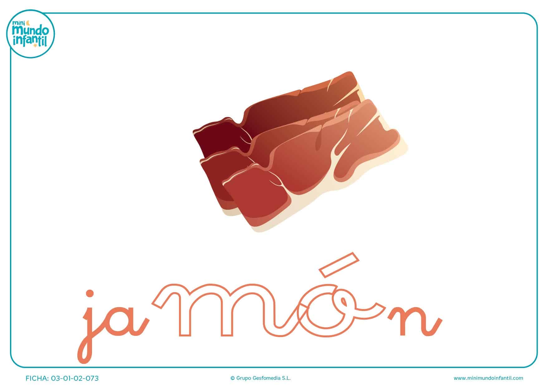 Colorea la sílaba MO minúscula de jamón