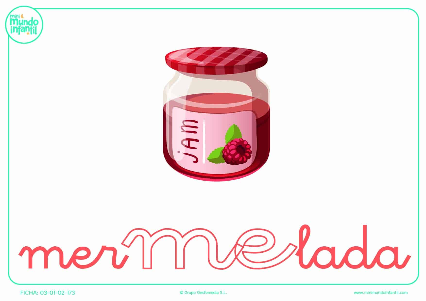 Colorea la sílaba ME minúscula de mermelada