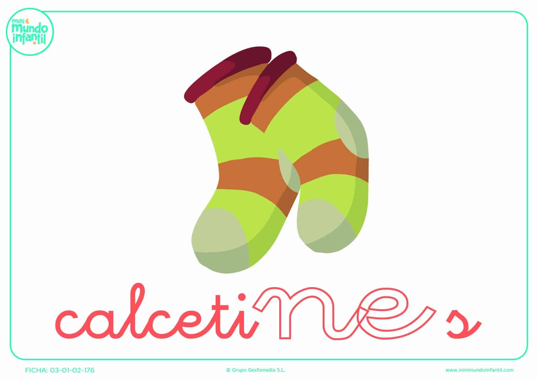 Colorea la sílaba NE minúscula de calcetines