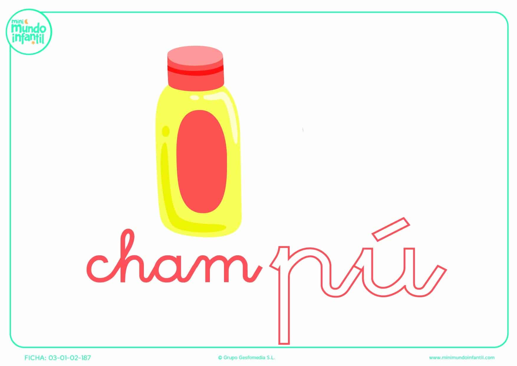 Colorear la sílabba PU de champú en minúsculas