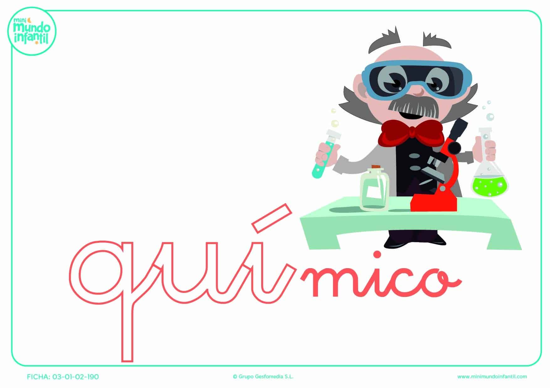 Colorear la sílaba QUI minúscula de químico