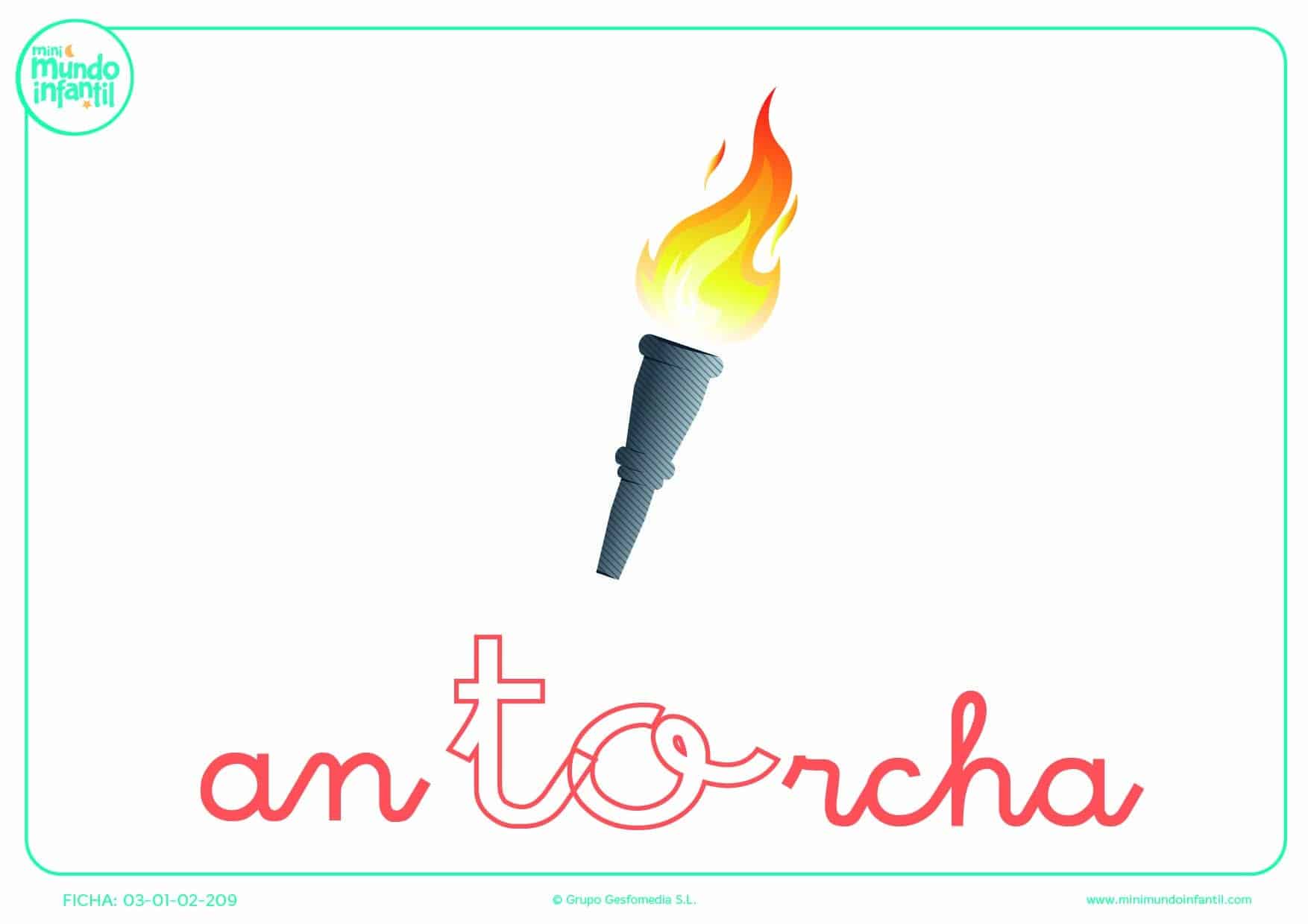 Colorear la sílaba TO de antorcha en minúsculas