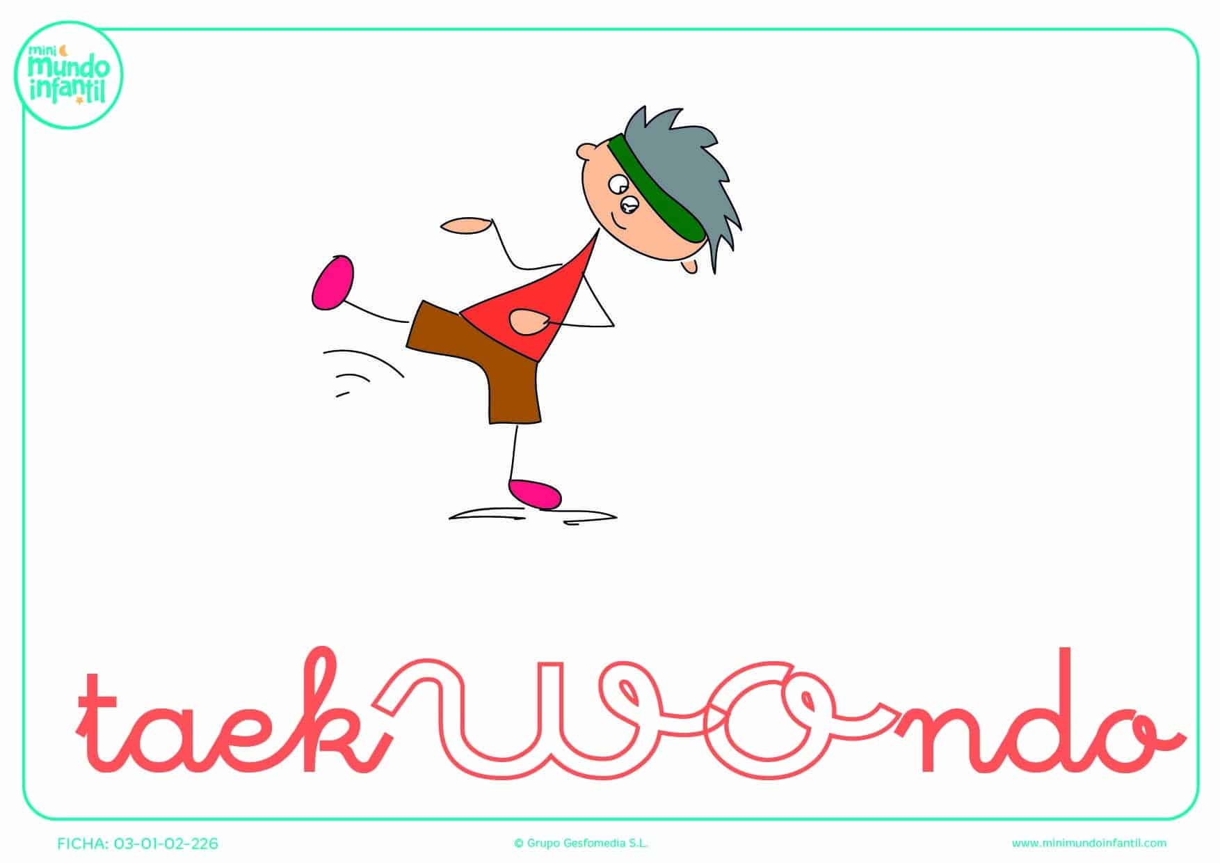 Colorear la sílaba WO de taekwondo en minúsculas