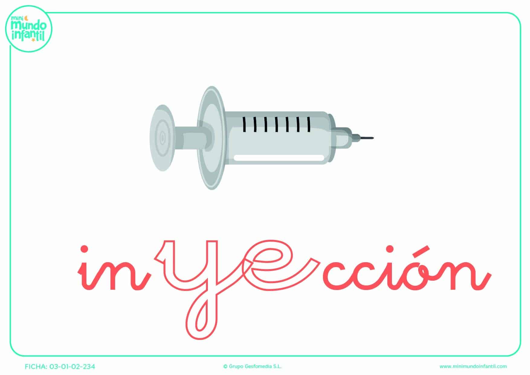 Colorear la sílaba YE de inyección en minúsculas