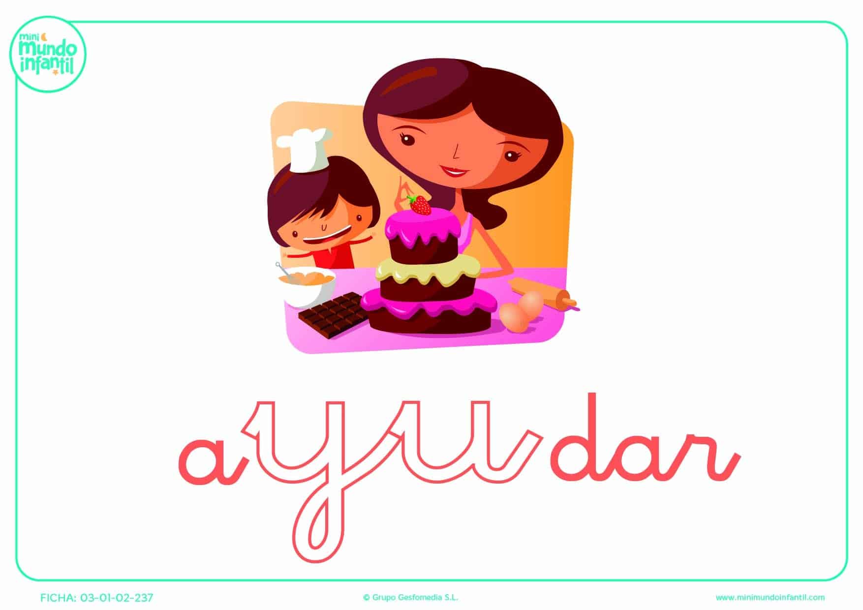 Completar la sílaba YU de ayudar en minúsculas