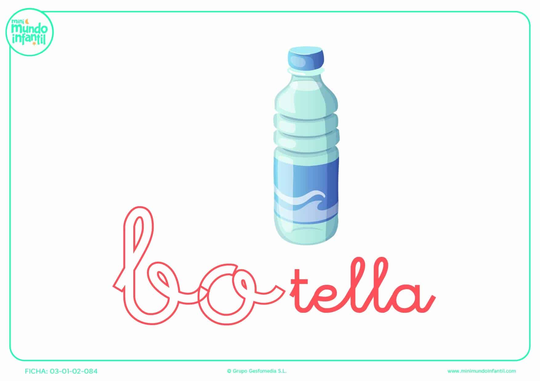 Poner color a la sílaba BO minúscula de botella