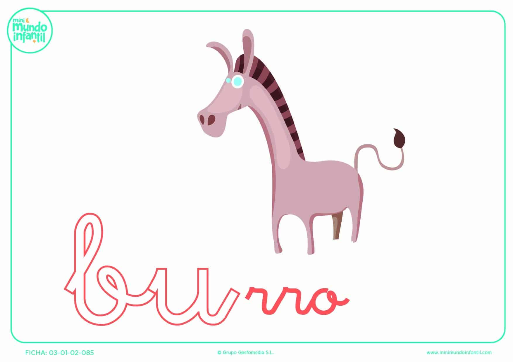 Completar la sílaba BU minúscula de burro