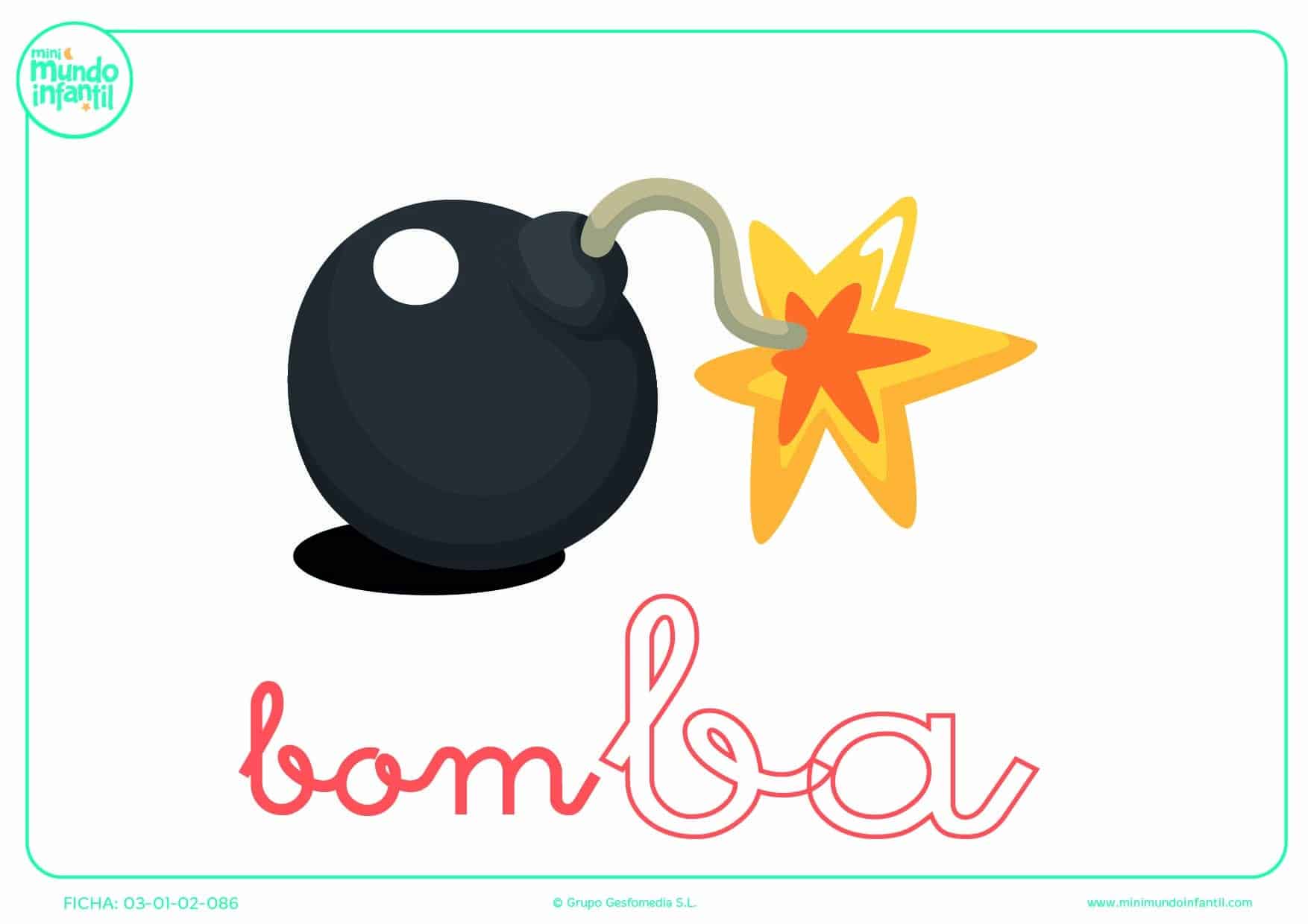 Sílaba BA minúscula de bomba para colorear