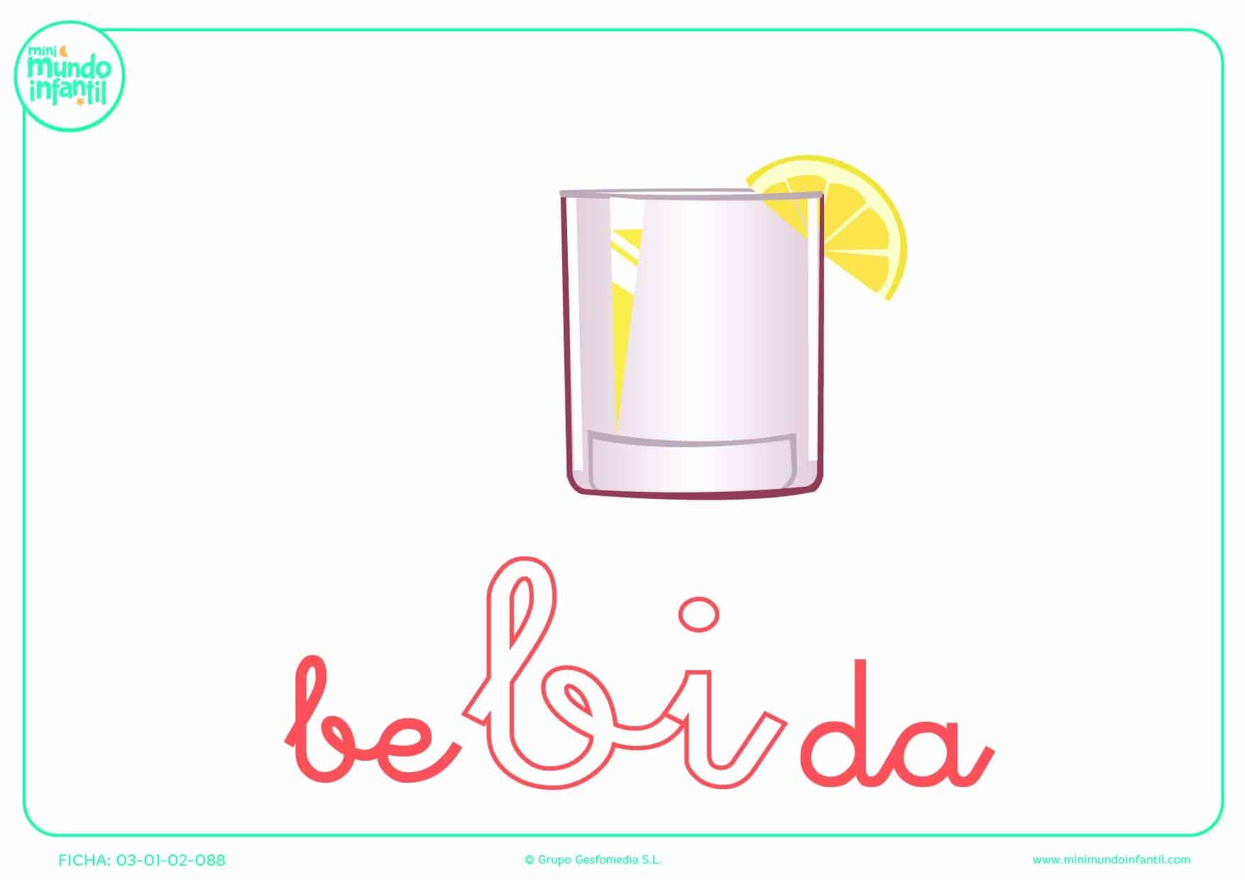 Sílaba BI minúscula de bebida para pintar