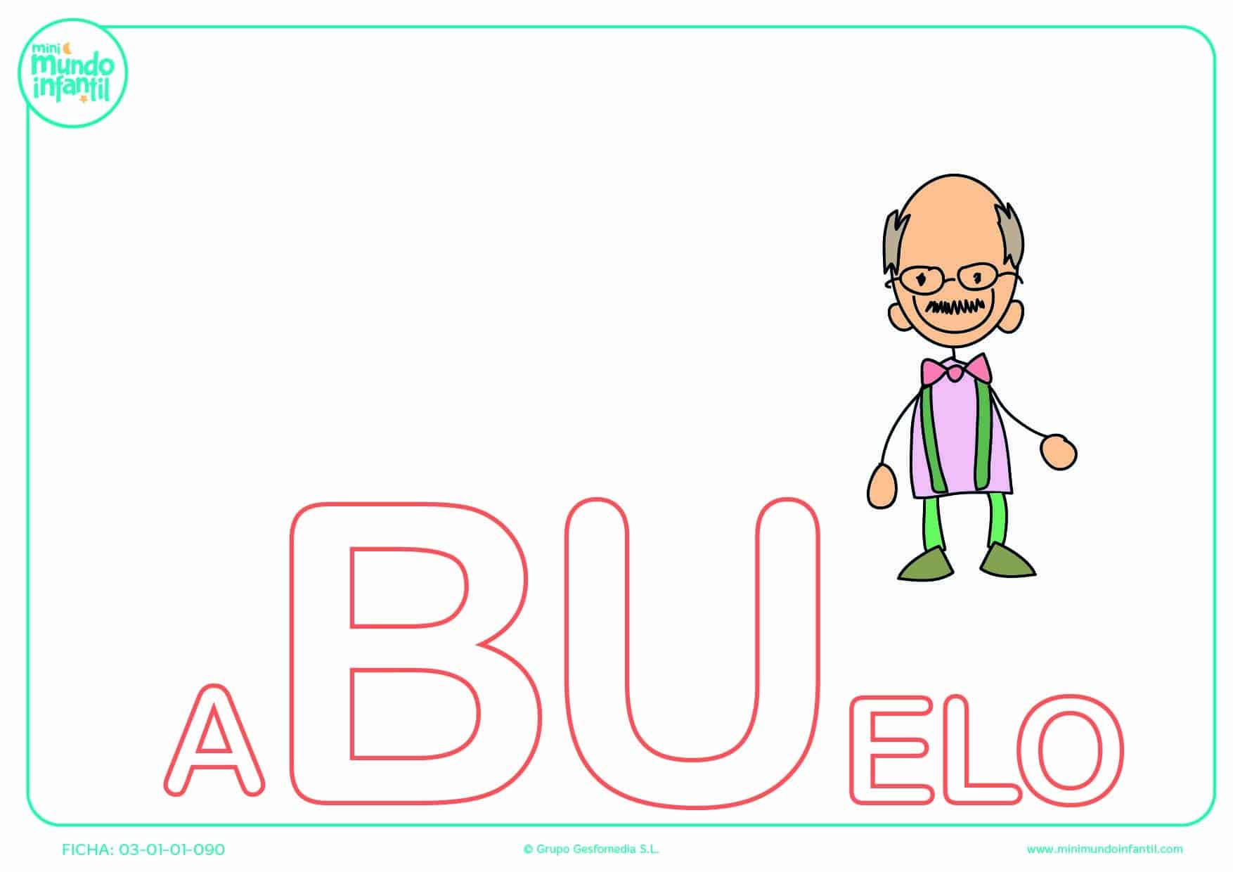 Sílaba BU mayúscula de abuelo para colorear