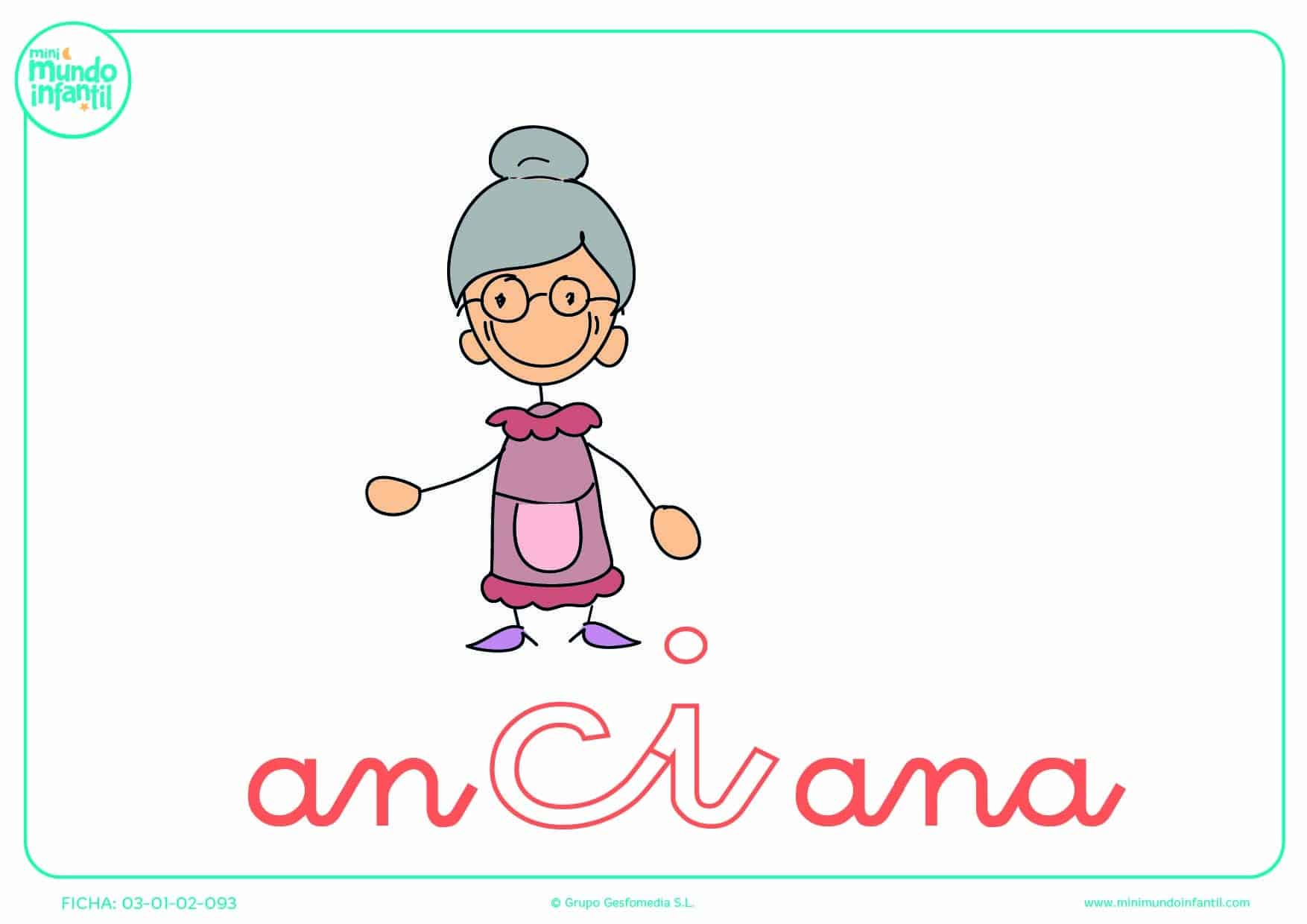 Sílaba CI minúscula de anciana para poner color