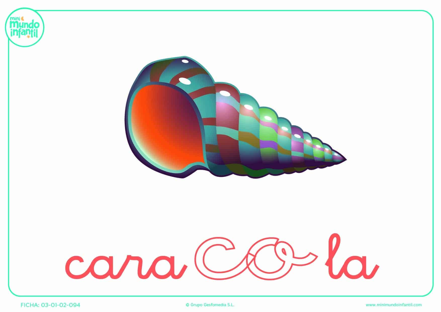 Sílaba CO minúscula de caracola para completar