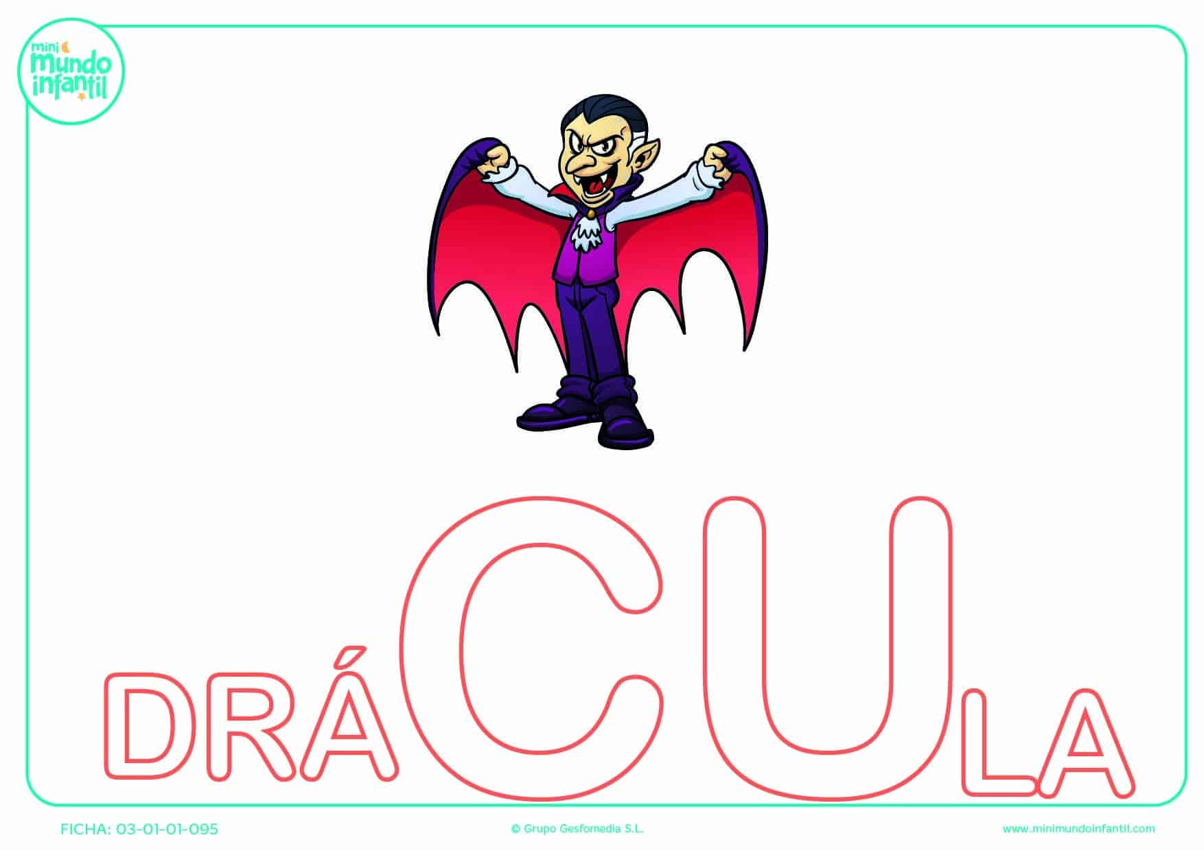 Sílaba CU mayúscula de drácula para completar