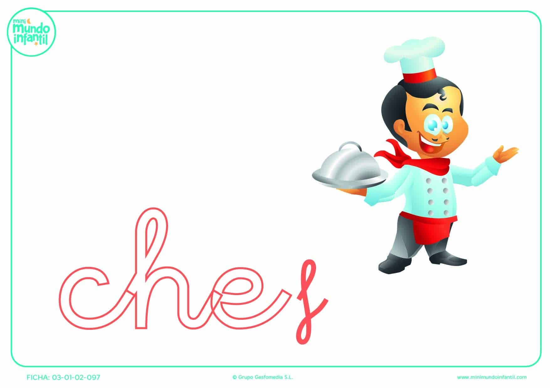 Rellenar la sílaba CHE minúscula de chef