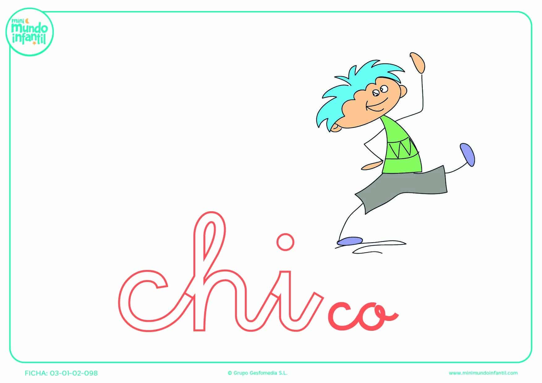 Completar la sílaba CHI minúscula de chico