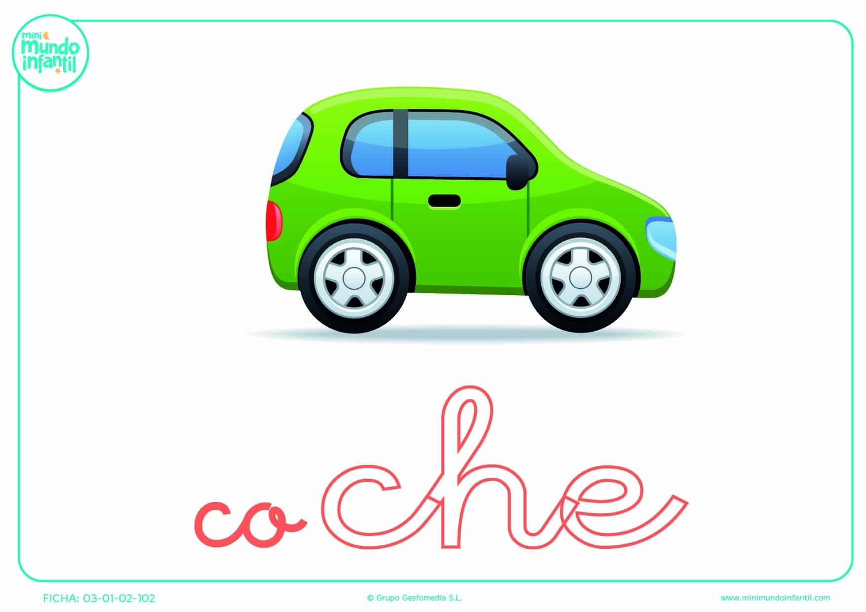 Sílaba CHE minúscula de coche para pintar