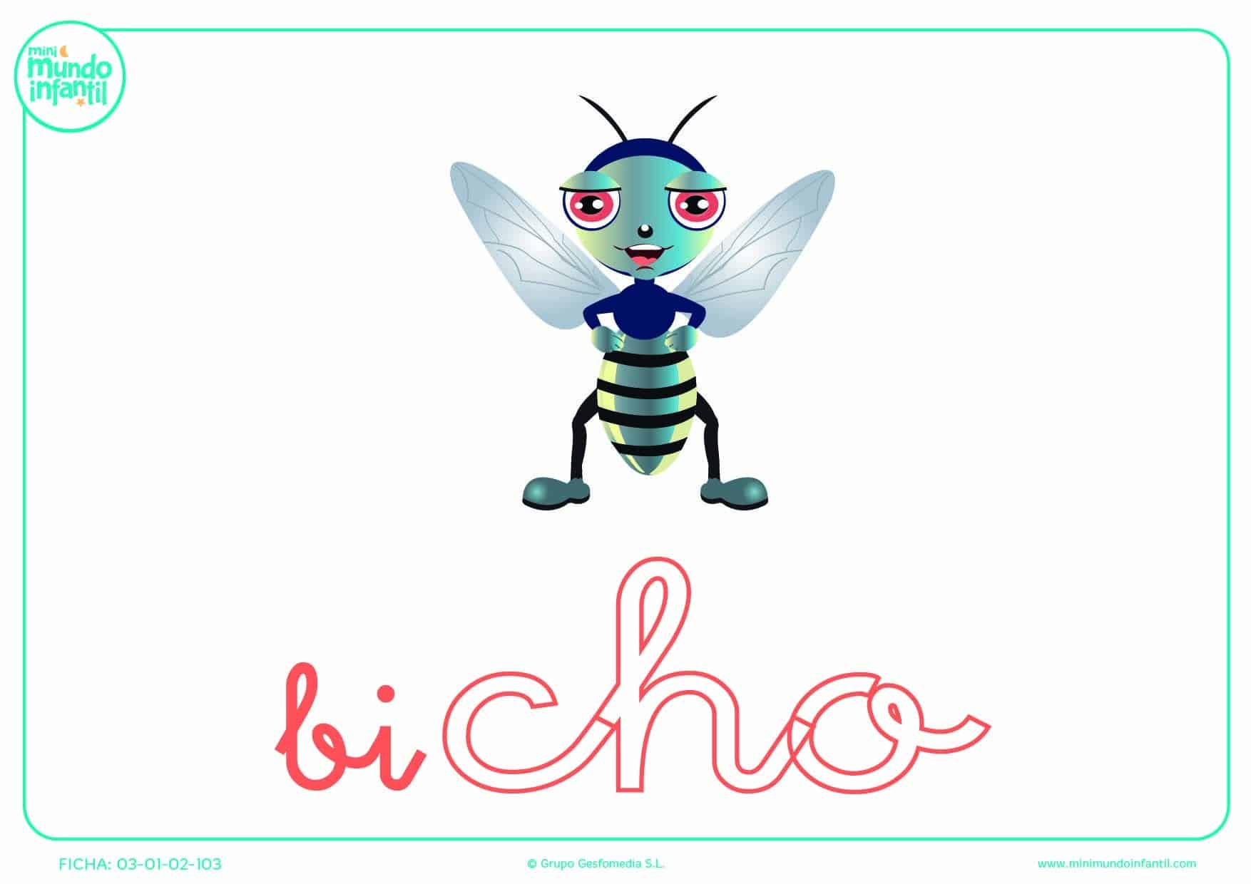 Sílaba CHO minúscula de bicho para rellenar