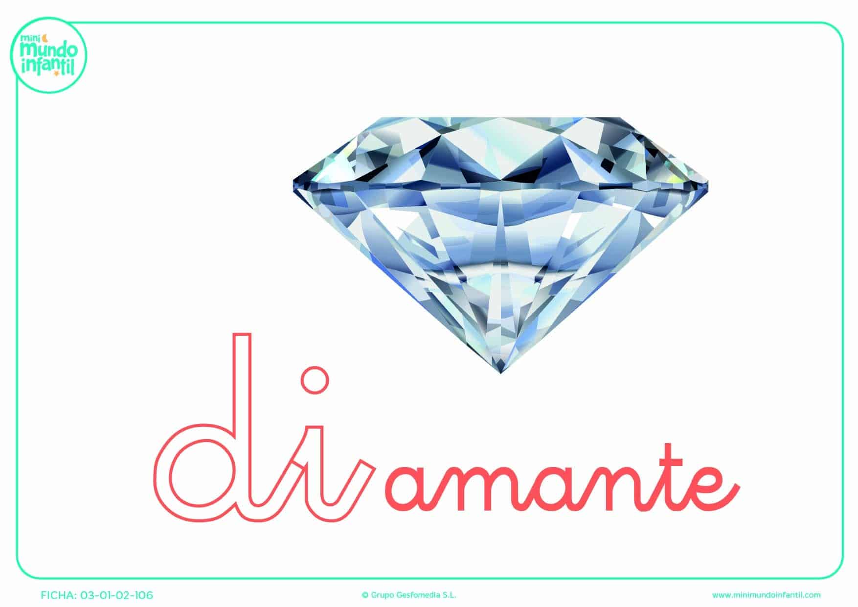 Sílaba DI de diamante en minúsculas para rellenar