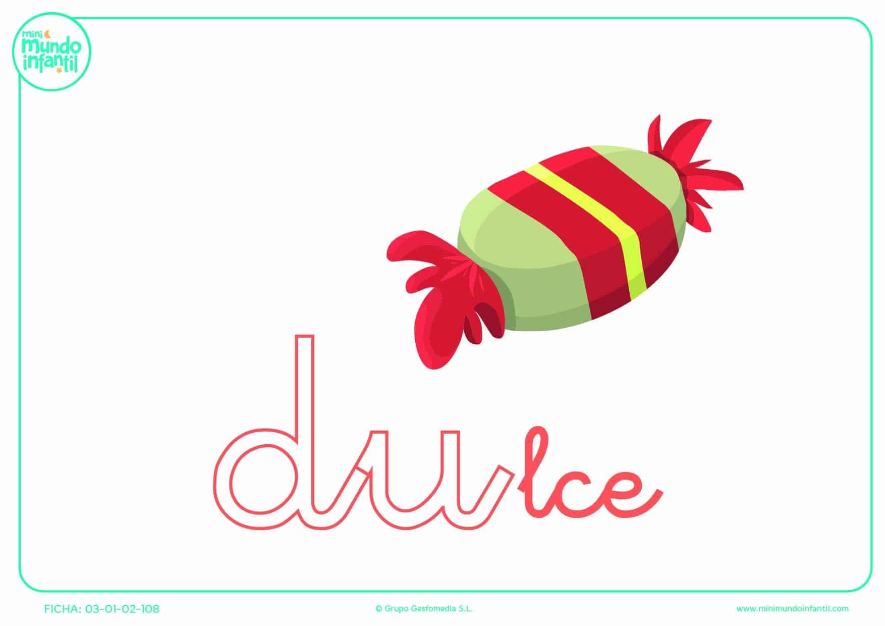 Sílaba DU de dulce en minúsculas para pintar