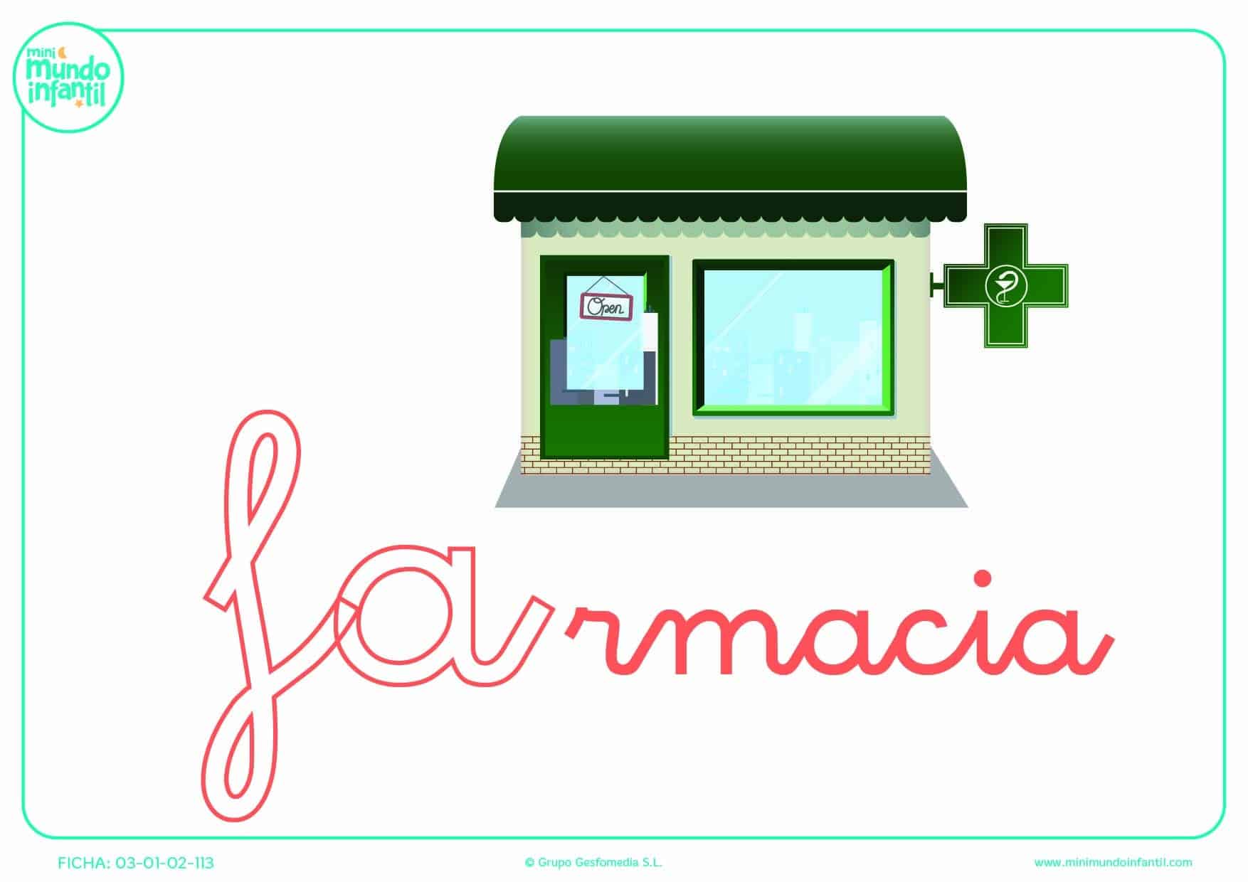 Completar la sílaba FA de farmacia en minúsculas