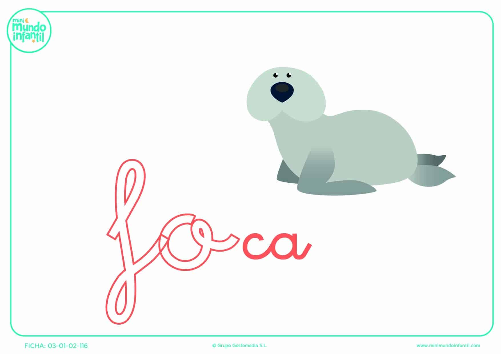 Colorear la sílaba FO de foca en minúsculas