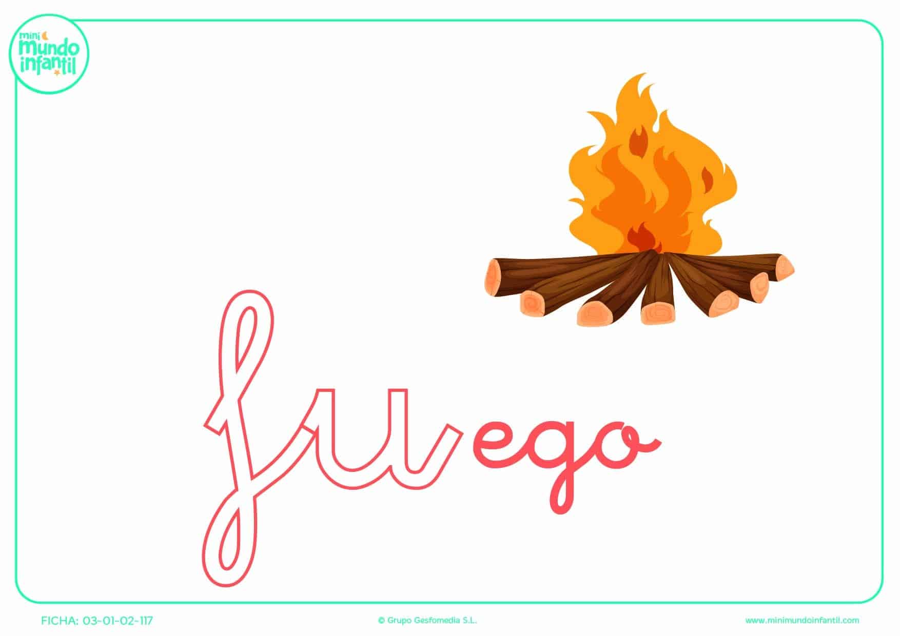 Pintar la sílaba FU de fuego en minúsculas