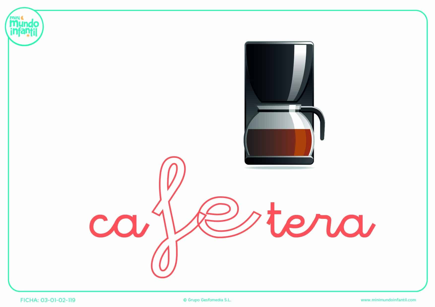 Sílaba FE de cafetera para rellenar en minúsculas