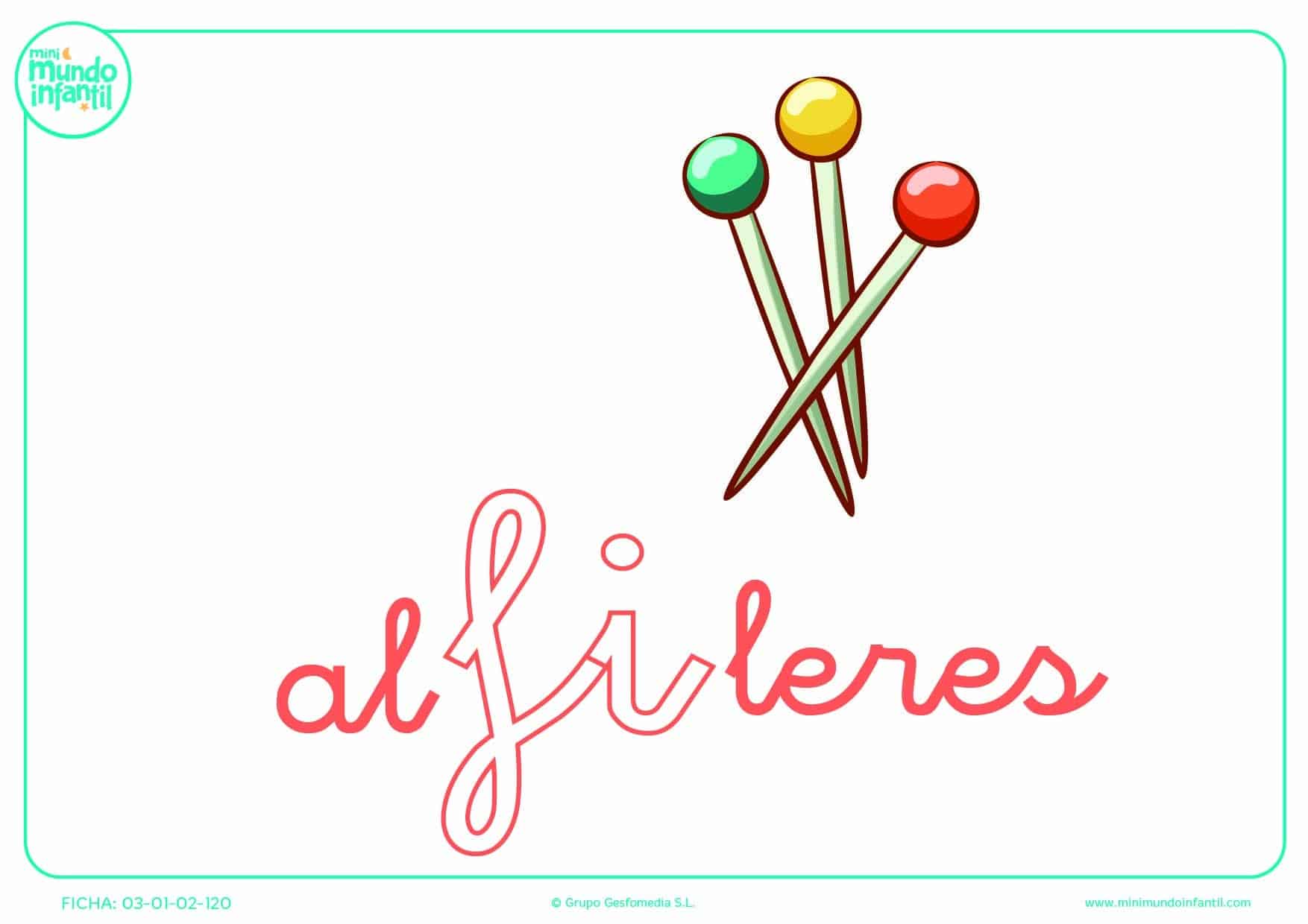 Sílaba FI de alfileres para pintar en minúsculas