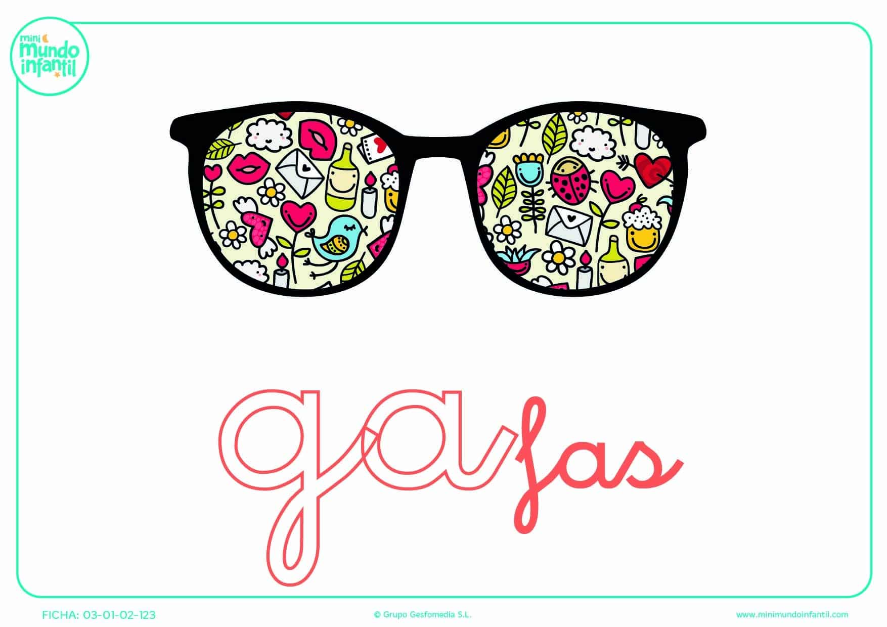 Sílaba GA minúscula de gafas para colorear