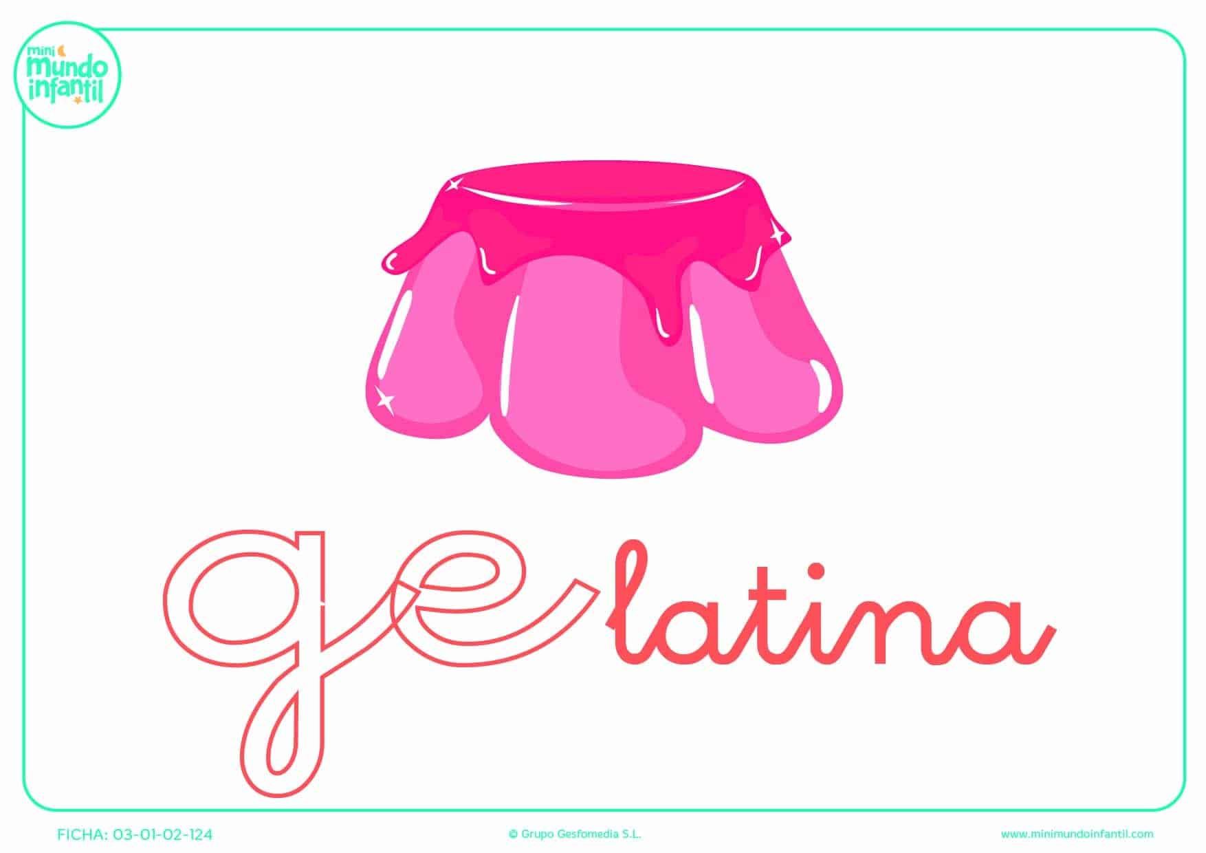 Sílaba GE minúscula de gelatina para poner color