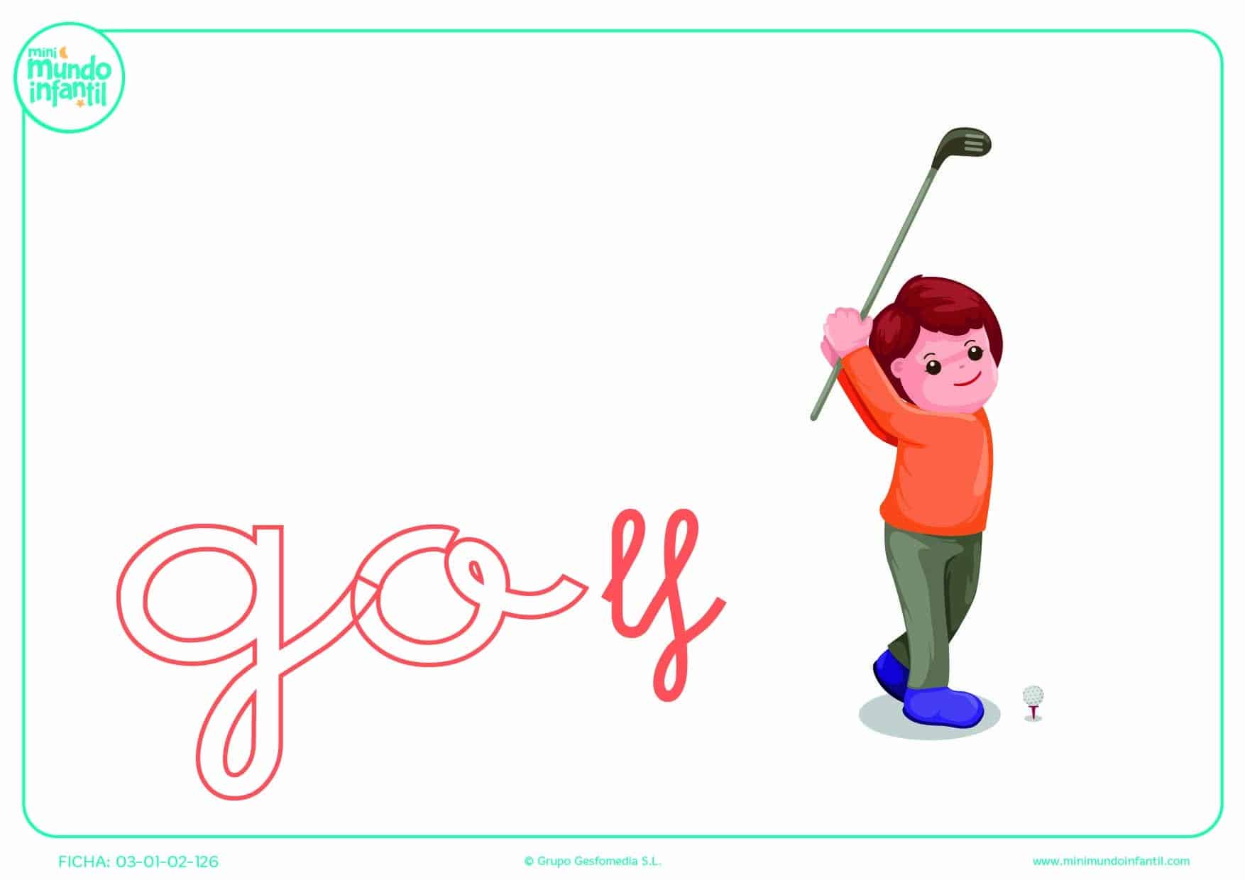 Sílaba GO minúscula de golf para pintar