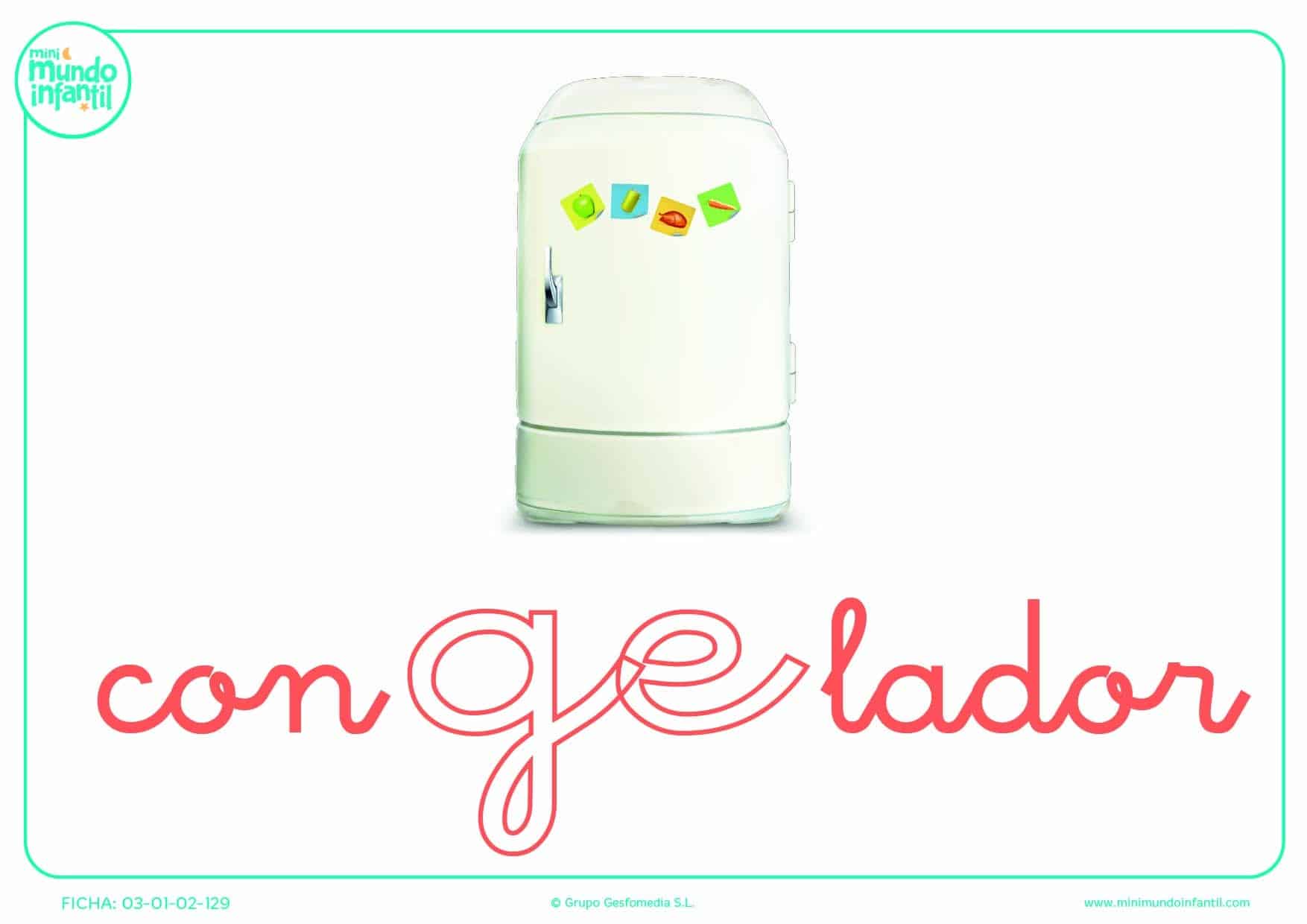 Poner color la sílaba GE minúscula de congelador