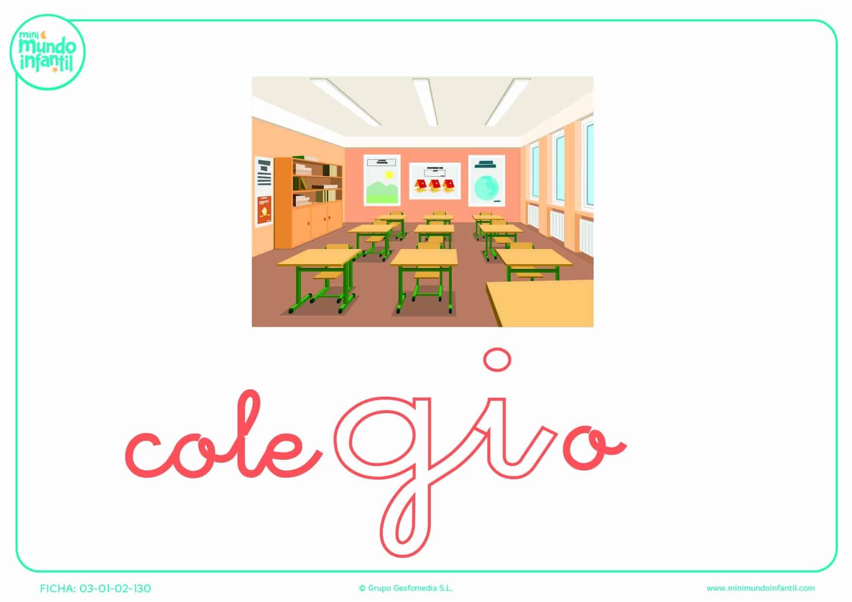 Rellenar la sílaba GI minúscula de colegio