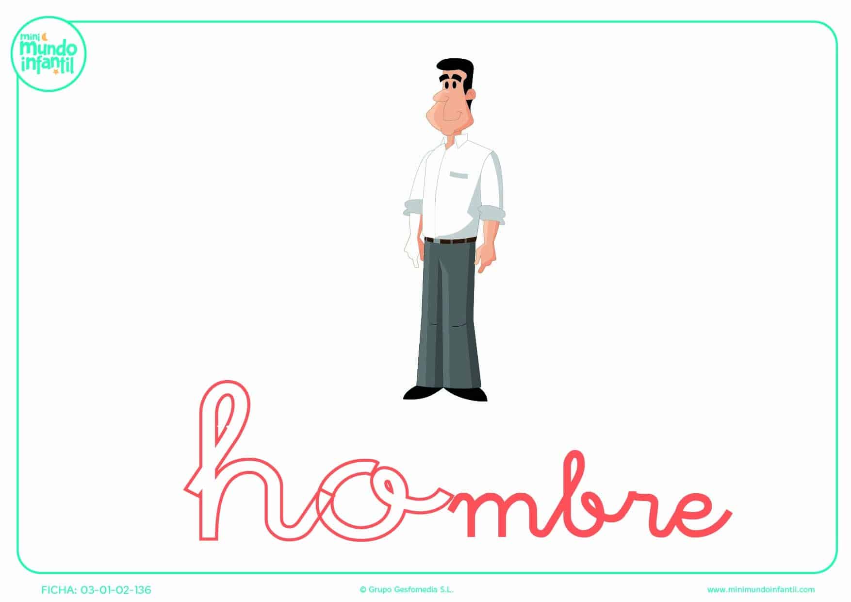 Colorear la sílaba HO de hombre en minúsculas