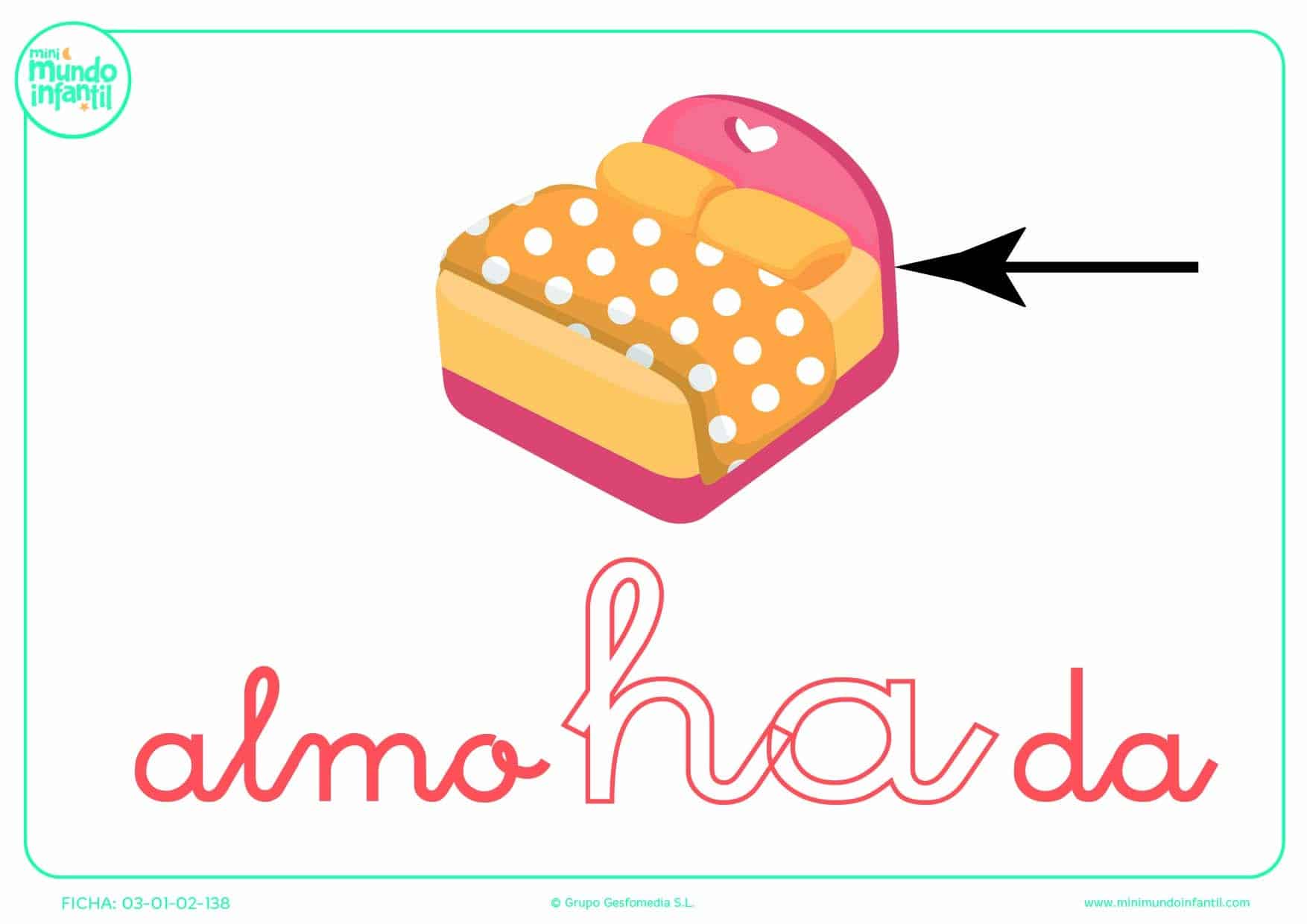 Sílaba HA de almohada para colorear en minúsculas