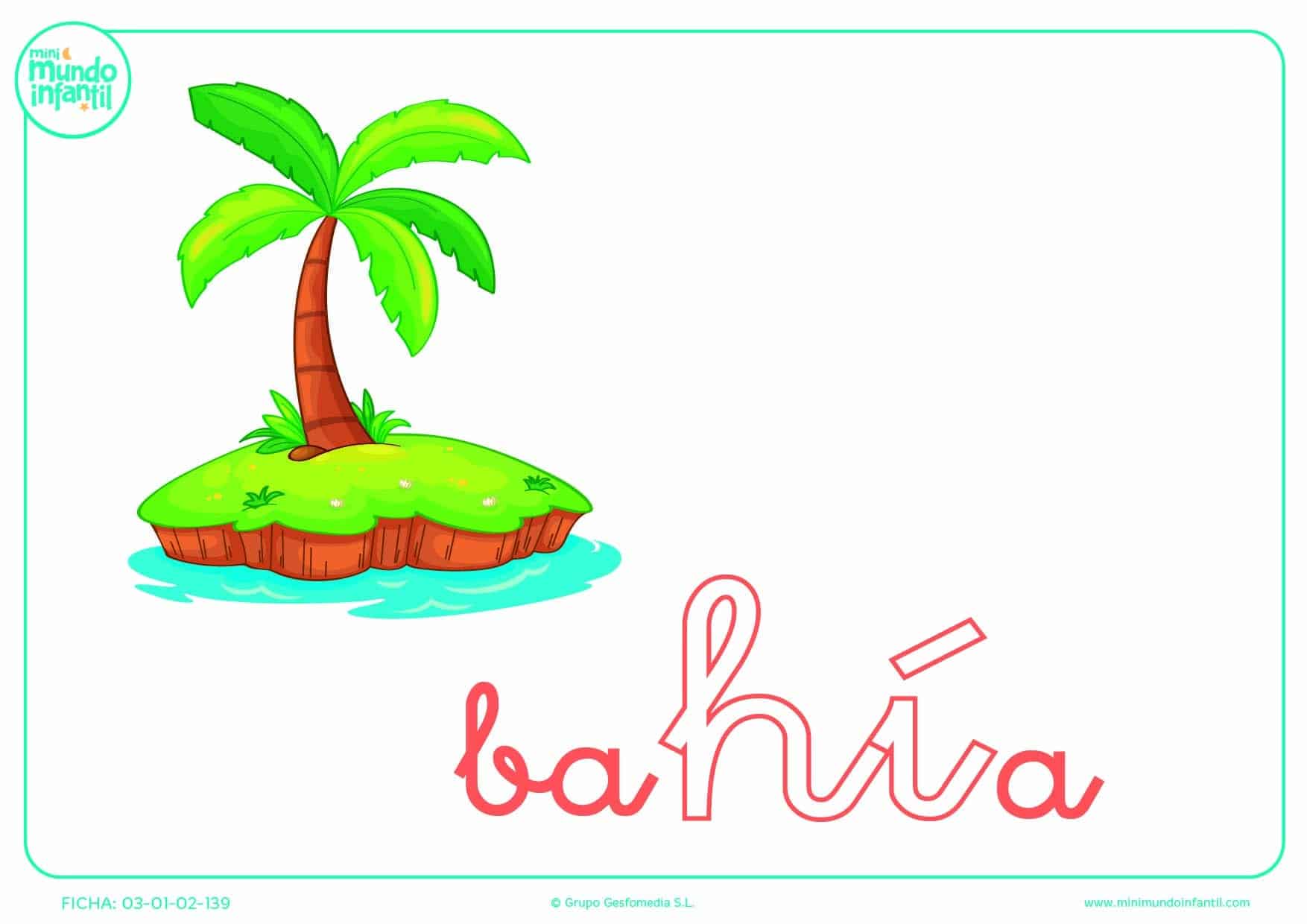 Sílaba HI de bahía para pintar en minúsculas